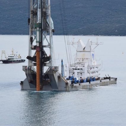 First pile goes in for the European Union-funded Peljesac Bridge, which is being built by a Chinese state firm and is due to be finished in 2022. Photo: Handout