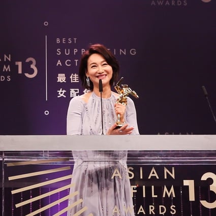 Kara Wai receives her award for best supporting actress on a good night for Hong Kong talent at the 2019 Asian Film Awards.