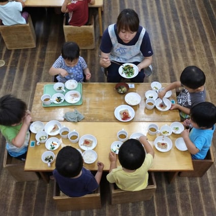 Young children at a nursery school in Yokohama. Photo: AFP