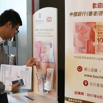 Bank of China (Hong Kong), one of the city’s three currency printers, will allow Hongkongers to open a bank account on the mainland without having to go there in person. Photo: Sam Tsang
