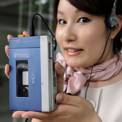 A model showing the first Sony ‘Walkman’, which was launched in 1979. Photo: AFP