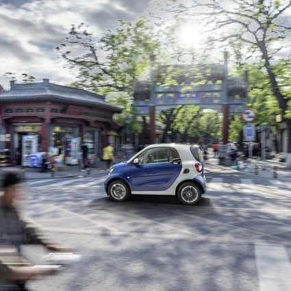 A Smart ForTwo mini-car on the streets of Beijing. Photo: Frank Cheng
