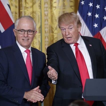 Malcolm Turnbull (left) with US President Donald Trump in Washington in February 2018. Photo: EPA