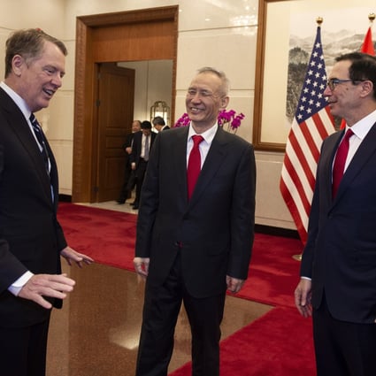 US trade representative Robert Lighthizer (left), China's Vice-Premier Liu He and US Treasury Secretary Steven Mnuchin met in Beijing last week for the latest round of trade talks. Photo: EPA