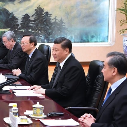 Chinese President Xi Jinping (right, centre) meets with The Elders delegation, led by its chair, former president of Ireland Mary Robinson, in the Great Hall of the People in Beijing on Monday. Photo: Xinhua