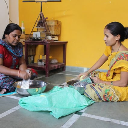 Hotel soap is grated and pressed into new bars by village women in western India. The bars are given to impoverished children and schools, and have improved personal hygiene and reduced disease. Photo: Priti Salian