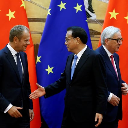 Chinese Premier Li Keqiang (centre) is to meet European Council President Donald Tusk (left) and European Commission President Jean-Claude Juncker (right) on Tuesday. Photo: Reuters