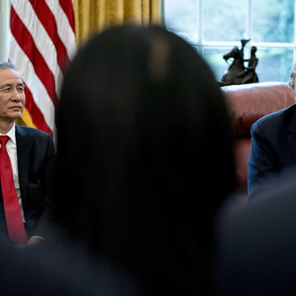 China’s Vice-Premier Liu He with US President Donald Trump during a meeting in the Oval Office at the White House last week. Photo: Bloomberg