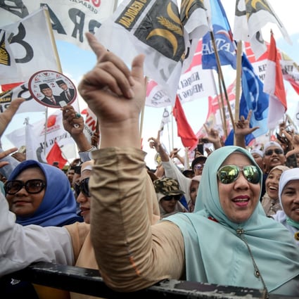 Supporters of Indonesian presidential candidate Prabowo Subianto at a campaign rally in Bali. Prabowo, who lost to current president Joko Widodo in the 2014 election, was a top military figure in the chaotic months before dictator Suharto was toppled by student protests in 1998. Photo: AFP