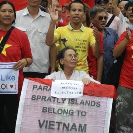 People in Hanoi protest over China’s 2012 announcement that it will open nine oil and gas lots in waters in the South China Sea. Photo: AP