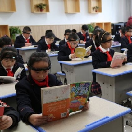 Chinese students use BrainCo’s headbands in class. Photo: Handout