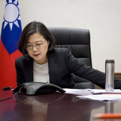 Taiwanese leader Tsai Ing-wen speaks with US president-elect Donald Trump in her office in Taipei on December 2, 2016. The call infuriated Beijing. Photo: EPA