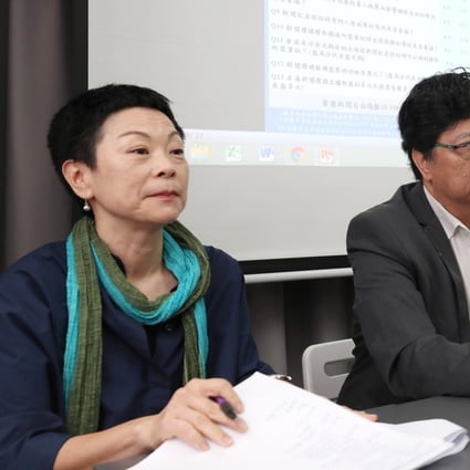 (From left): Shirley Yam, vice-president of the Hong Kong Journalists Association; Chris Yeung Kin-hing, chairman of the association; and Professor Clement So York-kee from the school of journalism and communication at Chinese University. Photo: Handout