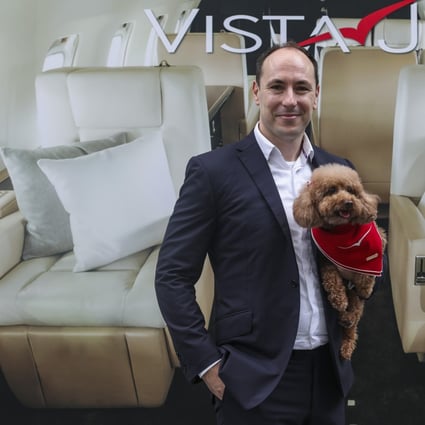 Ian Moore of VistaJet holds a VIPP – a very important – and pampered – passenger. Photo: Xiaomei Chen
