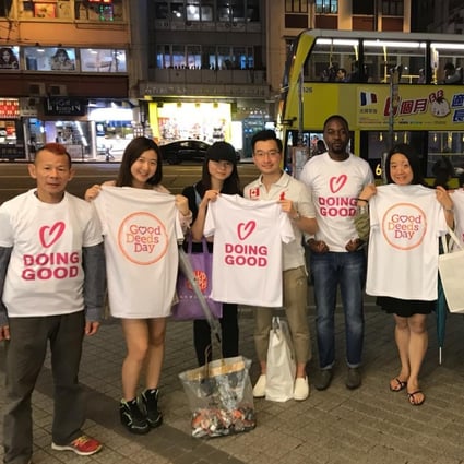 Hands On Hong Kong volunteers take part in “GoodDeeds” charity activities in Fortress Hill. Photo: Facebook