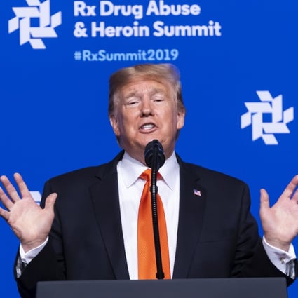 US President Donald Trump speaks during the RX Drug Abuse & Heroin Summit on Wednesday. Photo: AP