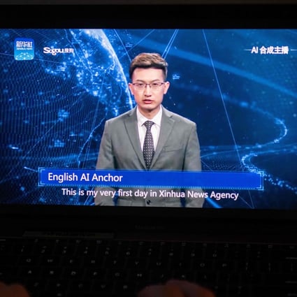 Sogou, operator of China’s second largest online search engine, initially showed its technology for an artificial intelligence-based news anchor in a collaboration with the state-owned Xinhua News Agency last year. Photo: Agence France-Presse