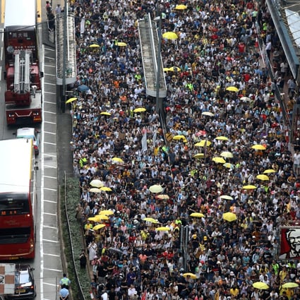 Tens of thousands hit the streets on Sunday against the extradition bill. Photo: K.Y. Cheng