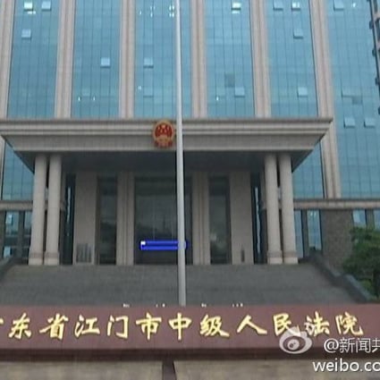 The Intermediate People’s Court in Jiangmen, Guangdong province, handed down death sentences to two accused and suspended death sentences for five others. Photo: Weibo