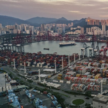 The Kwai Chung and Tsing Yi container terminal in Tsing Yi. Hong Kong’s economy has felt the pinch of the US-China trade war. Photo: Martin Chan