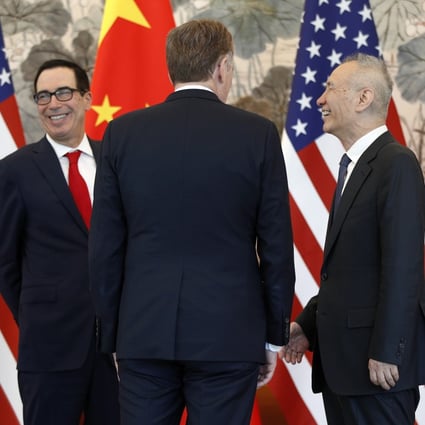 US Ambassador to China Terry Branstad (left), US Treasury Secretary Steven Mnuchin, US trade representative Robert Lighthizer and Chinese Vice-Premier Liu He in Beijing this week. Photos: EPA