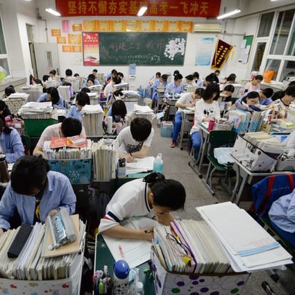 Chinese high school students study late at night for the annual gaokao exam. Photo: EPA-EFE