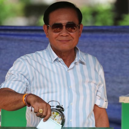 Thailand's Prime Minister Prayuth Chan-ocha casts his ballot to vote in the general election. Photo: Reuters