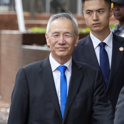 Chinese Vice-Premier Liu He (centre) in Washington last week for trade talks. Photo: EPA-EFE