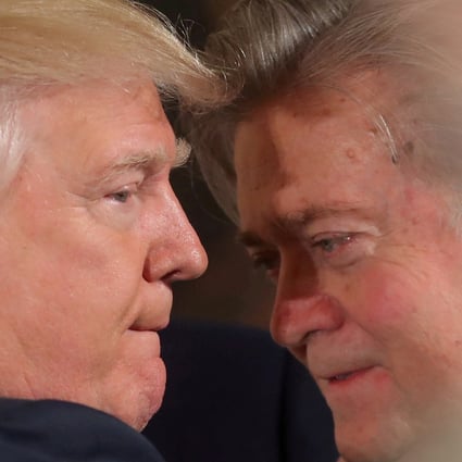 Donald Trump’s controversial former strategist Steve Bannon (right) says he is dedicating all his time to shutting Chinese companies out of US capital markets. Photo: Reuters