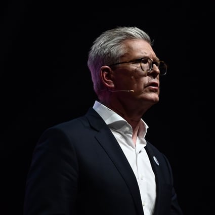 Swedish CEO of the multinational networking and telecommunications company Ericsson, Borje Ekholm, speaks during his visit at the Vivatech startups and innovation fair, in Paris on May 16, 2019. Photo: AFP