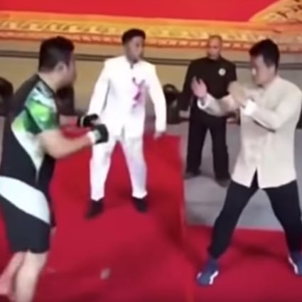 Xu Xiaodong squares off with wing chun ‘master’ Ding Hao in 2018. Photo: YouTube