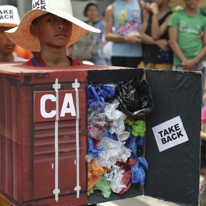 A 2015 file photo showing environmental activists in the Philippines protesting to demand Canada take back containers of waste that had been sent to the Southeast Asian nation. Photo: AP
