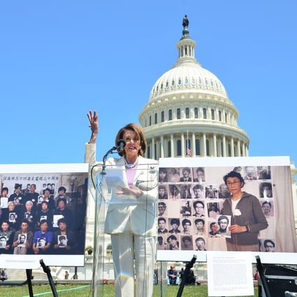 US House Speaker Nancy Pelosi delivers a speech at a public rally outside the Capitol Building on Tuesday to commemorate the 30th anniversary of the Tiananmen Square crackdown. Photo: Nectar Gan