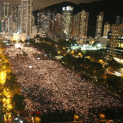 Tens of thousands gather in Victoria Park. Photo: Winson Wong