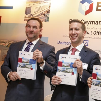 (From left) Stuart Gibson, co-founder and Co-CEO of ESR Cayman; chairman Jeffrey Perlman and group CFO Wee Peng Cho, at a press conference to announce the company’s IPO in Hong Kong, on Wednesday. Photo: K. Y. Cheng