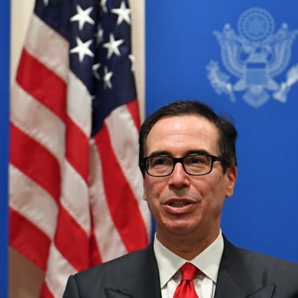 At the G20 finance leaders meeting in Japan on Saturday, US Treasury Secretary Steven Mnuchin accused China of allowing the yuan to slide in a bid to offset the impact of Washington’s trade tariffs. Photo: EPA