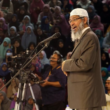 Controversial Islamic preacher Zakir Naik, who founded the Peace TV channel, is wanted by India on charges of money laundering and encouraging terrorism. Photo: Alamy