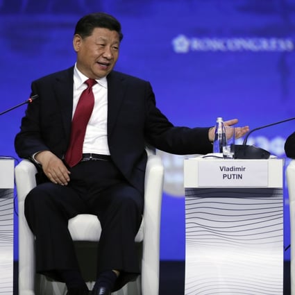 Chinese President Xi Jinping (left) with Russian President Vladimir Putin at the St Petersburg International Economic Forum, Russia, on June 7. Photo: EPA-EFE