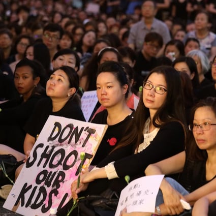 Mothers show their support for the anti-extradition protesters at a sit-in on Friday evening. Photo: Dickson Lee
