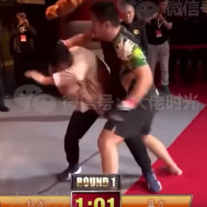 Xu Xiaodong hits Ding Hao in a one-sided fight. Photos: YouTube/Fight Commentary Breakdowns