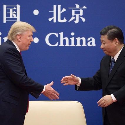 China’s President Xi Jinping greets US President Donald Trump at the Great Hall of the People in Beijing in November 2017. The pair will meet again at the G20. Photo: AFP