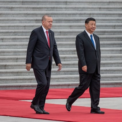 Turkish President Recep Tayyip Erdogan and China’s President Xi Jinping attend a welcome ceremony at the Great Hall of the People in Beijing. Photo: Reuters