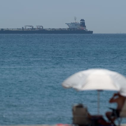 A supertanker carries oil to Syria off the coast of Gibraltar. Photo: AFP