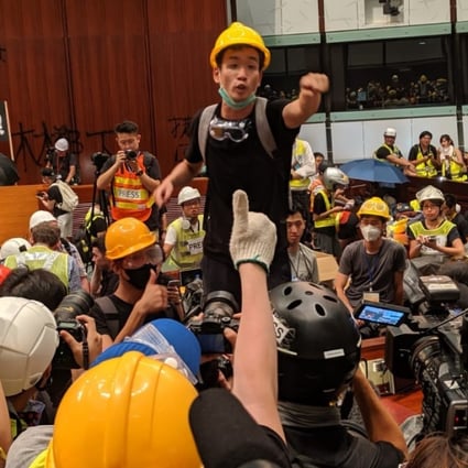 Brian Leung was the only protester to remove his mask after storming Hong Kong’s legislature. Photo: Sum Lok-kei