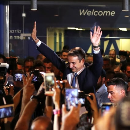 Conservative opposition leader Kyriakos Mitsotakis comfortably won Greece’s parliamentary elections Sunday. Photo: Reuters