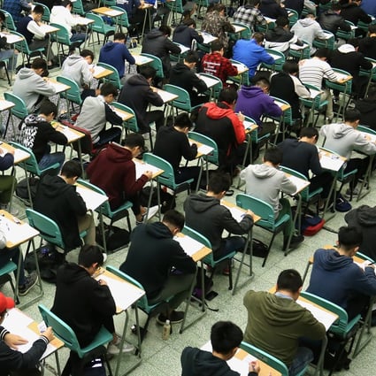 Students sit the Hong Kong Diploma of Secondary Education (DSE) exam at the Cheung Sha Wan Catholic Secondary School, Cheung Sha Wan. Photo: Pool