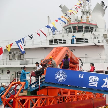 China’s first domestically produced polar icebreaker Xuelong 2, also known as Snow Dragon II, was delivered on Thursday in Shanghai and will make its maiden voyage to Antarctica later this year. Photo: Xinhua