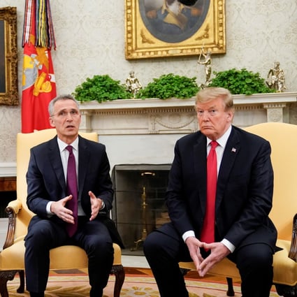 US President Donald Trump meets with Nato Secretary General Jens Stoltenberg in the Oval Office on April 2. File photo: Reuters