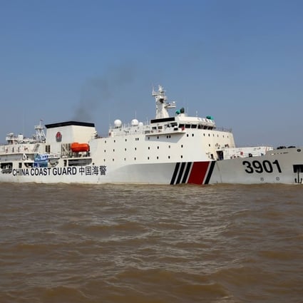 The world’s largest coastguard vessel, Haijing 3901, is among the Chinese vessels sent to Vanguard Reef. Photo: Handout
