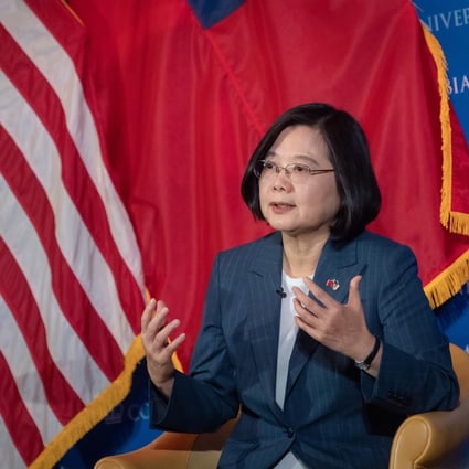Taiwan's President Tsai Ing-wen attends a forum at Columbia University in New York on July 12 during a transit stop on her visit to three Caribbean allies. Photo: Handout via EPA-EFE